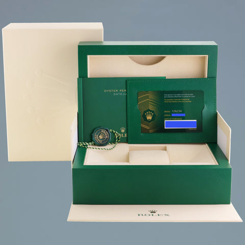 2021 NEW PAPERS Rolex DateJust Green Palm 126234 Steel Oyster White Gold Watch Box
