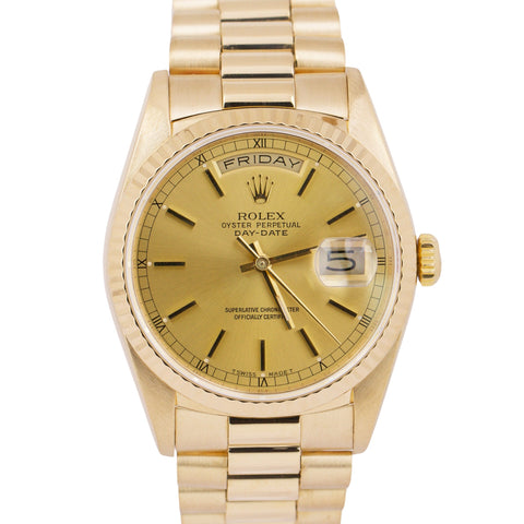MINT 1988 Rolex Day-Date President CHAMPAGNE 36mm 18K Yellow Gold Watch 18238