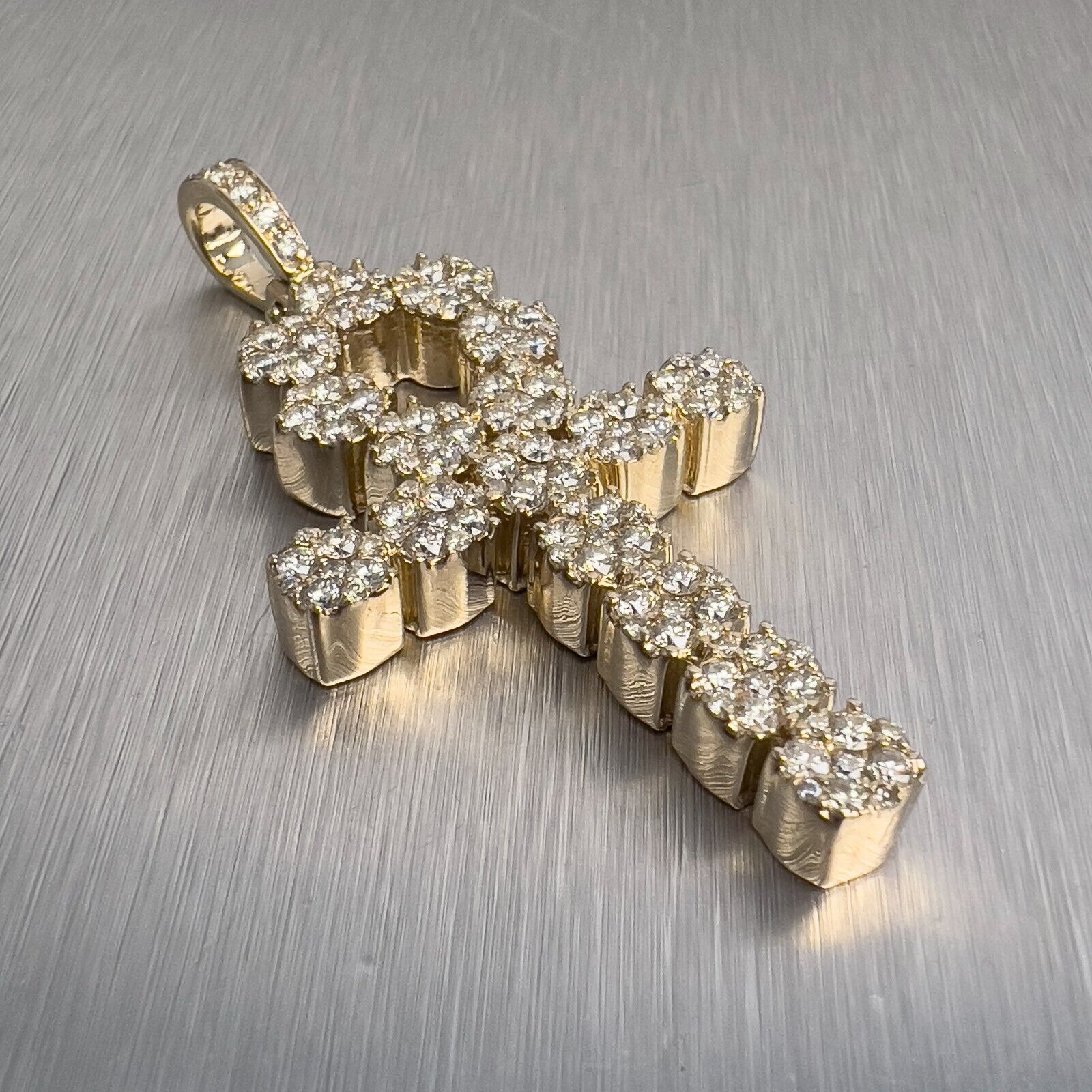 14k Yellow Gold Diamond Ankh Key Cross Pendant 2.00ctw 14.4g
