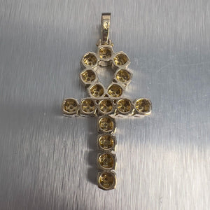14k Yellow Gold Diamond Ankh Key Cross Pendant 2.00ctw 14.4g