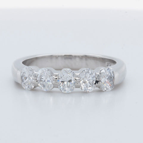 Platinum 950 Oval Diamond 5 Stone Wedding Band 0.25ctw G VS Ring Size 5.75