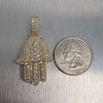 14k Yellow Gold Diamond Hamsa Hand of Fatima Charm Pendant 2.50ctw 13.9g