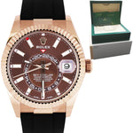 2021 Rolex Sky-Dweller 18K Rose Gold Chocolate Oysterflex 326235 42mm Watch B+P