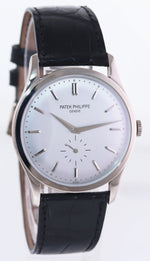MINT Patek Philippe 5196G 37mm 18k White Gold Calatrava Black Leather Watch Box