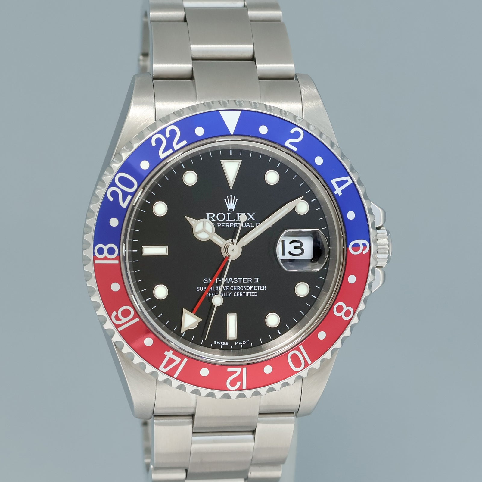 2006 Rolex GMT-Master 2 Pepsi 40mm Steel 16710 NO HOLES Black Watch Box