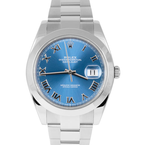 MINT 2022 Rolex DateJust 41 AZZURRO BLUE Steel Oyster 41mm Watch 126300 BOX