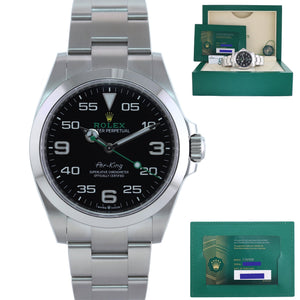2022 PAPERS NEW Rolex Air-King 126900 Green Arabic 40mm Steel Oyster Watch Box