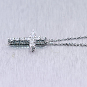 14k White Gold 1.01ctw Diamond Cross 20" Necklace