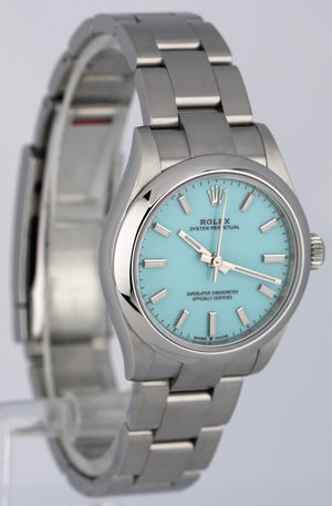 2021 PAPERS Rolex Oyster Perpetual 31 Steel TURQUOISE Blue 31mm 277200 Watch BOX
