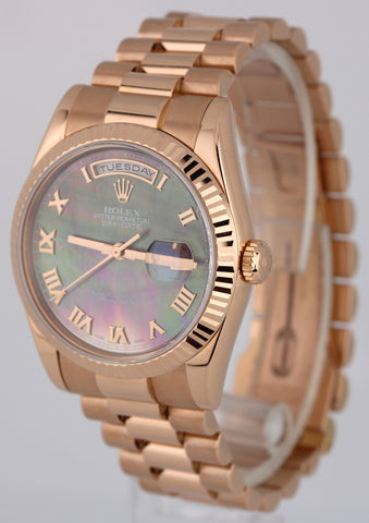 Rolex Day-Date President 18k Rose Gold Tahitian Mother Pearl 36mm 118235 Watch
