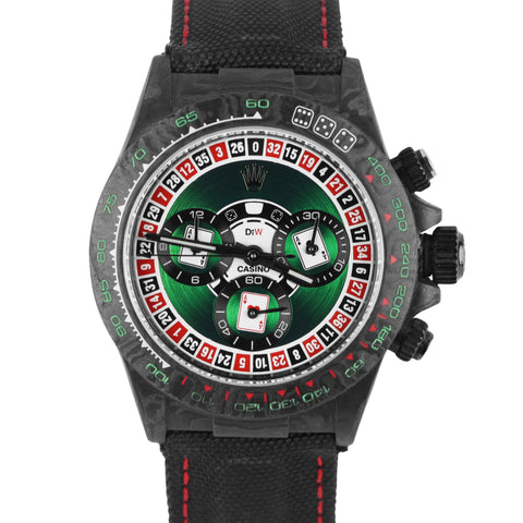 Rolex Daytona Cosmograph DiW Carbon Fiber Lucky Player Casino 40mm Nylon Watch