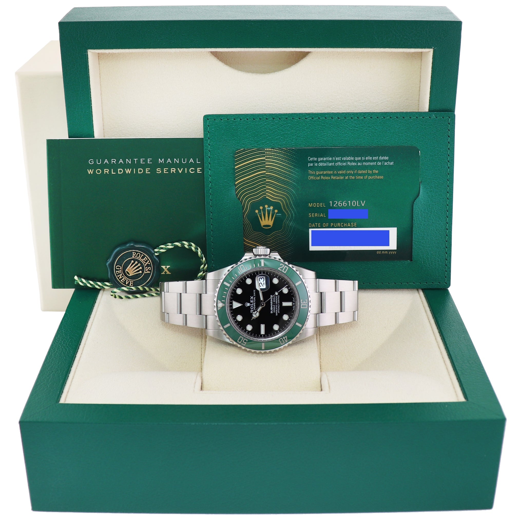 2021 NEW PAPERS Rolex Submariner 41mm GREEN KERMIT Ceramic 126610LV Watch