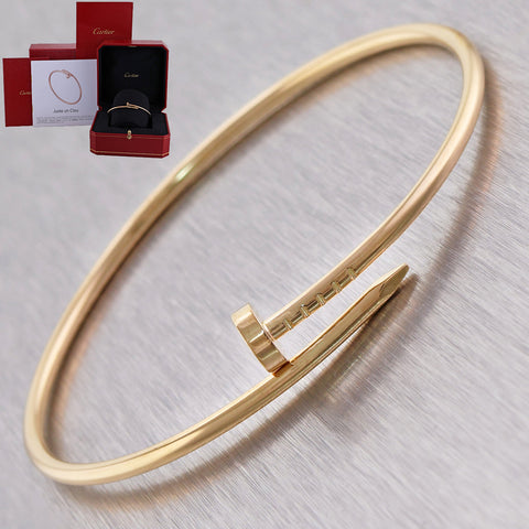 2020 Cartier 18k Yellow Gold Juste Un Clou Nail Bangle Bracelet Small Size 19 B+P