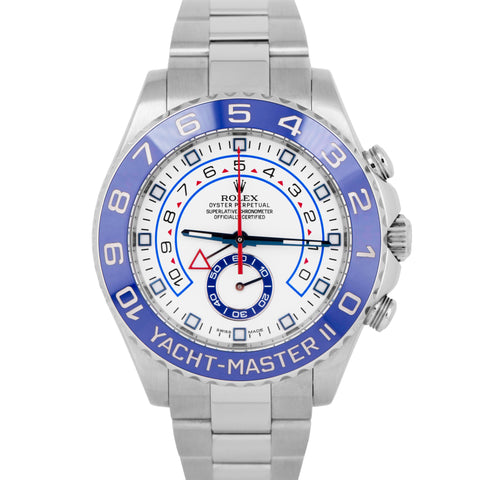 MINT Rolex Yacht-Master II 44mm Stainless Steel White Blue Regatta Watch 116680