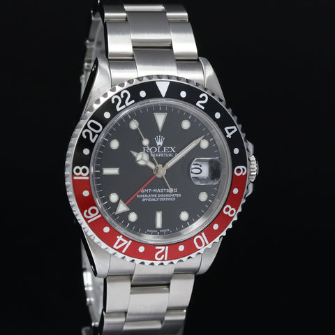 2002 MINT Rolex GMT-Master II Coke Red Black Steel 16710 40mm Watch Box