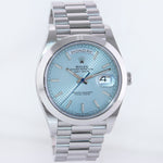 2022 NEW PAPERS Rolex Platinum President Day Date 40 Glacier Blue 228206 Watch
