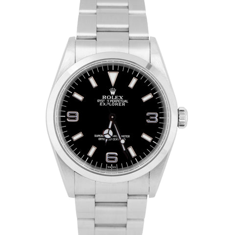 UNPOLISHED Rolex Explorer I Black 36mm 3-6-9 SWISS ONLY Dial Steel Watch 14270