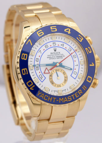Rolex Yacht-Master II White 18K Yellow Gold 44mm Blue Ceramic Dive Watch 116688