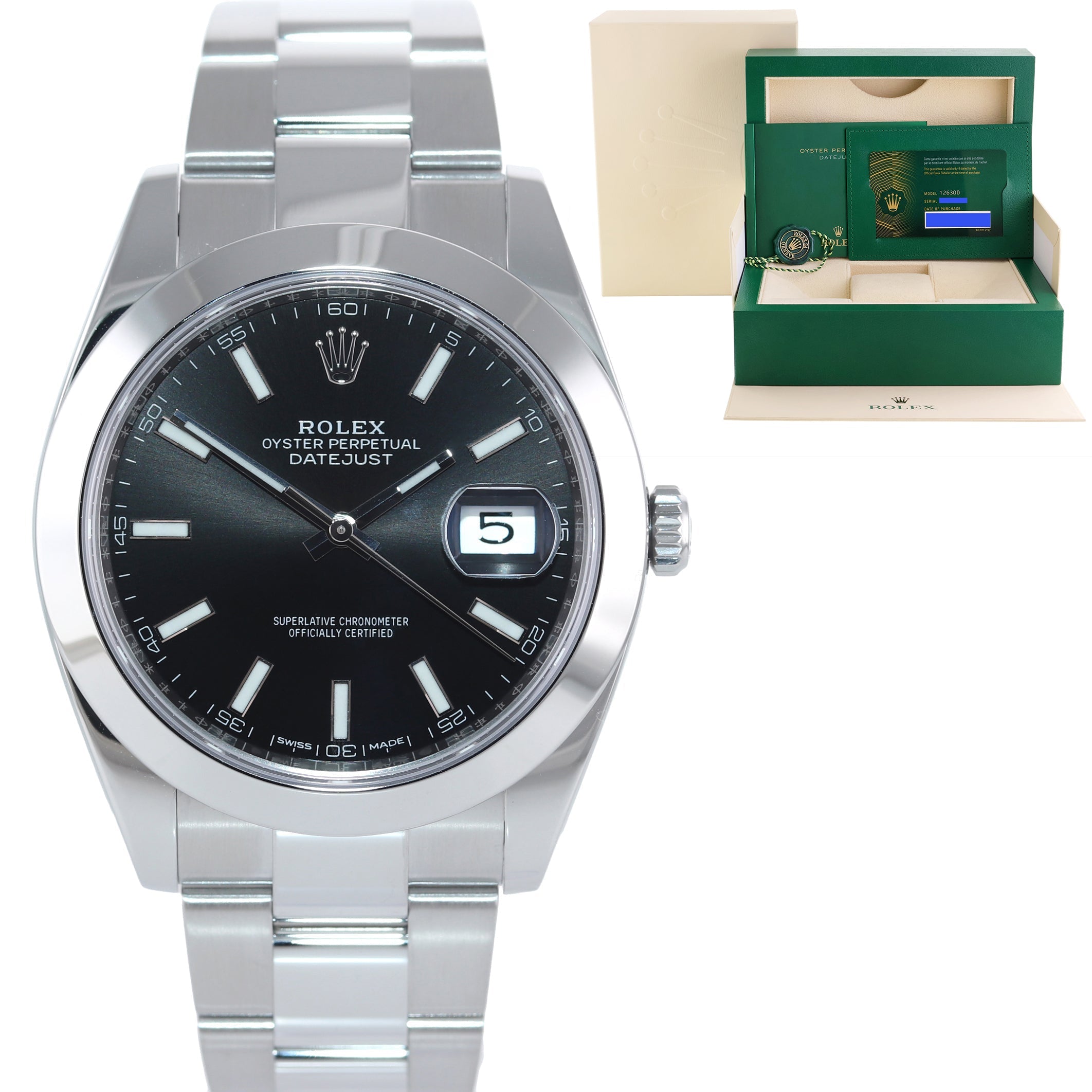 MARCH 2024 NEW PAPERS Rolex DateJust 41 Steel 126300 Black Oyster 41mm Watch Box