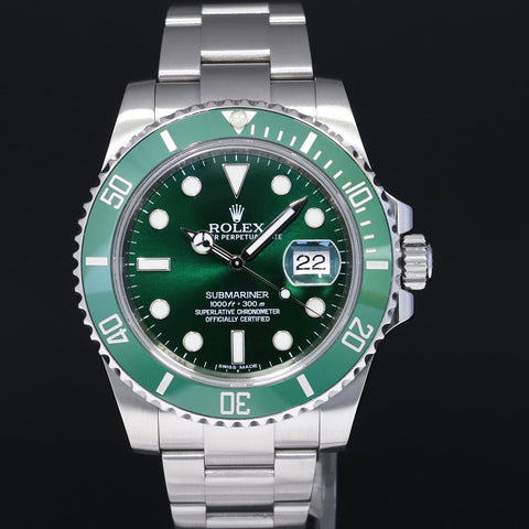 2018 MINT Rolex Submariner Hulk 116610LV Green 40mm Ceramic Watch Box