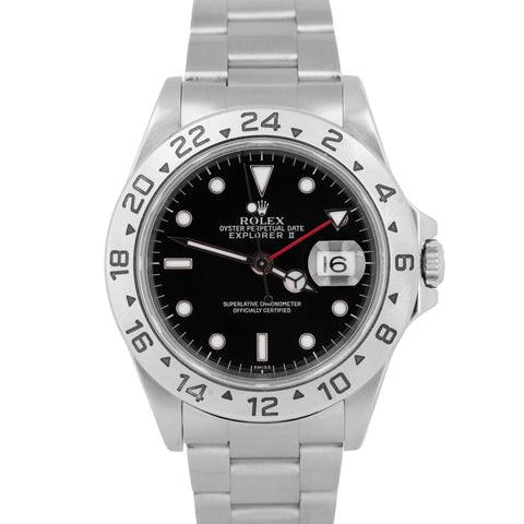MINT PAPERS Rolex Explorer II Black 40mm Stainless Steel GMT Watch 16570 BOX
