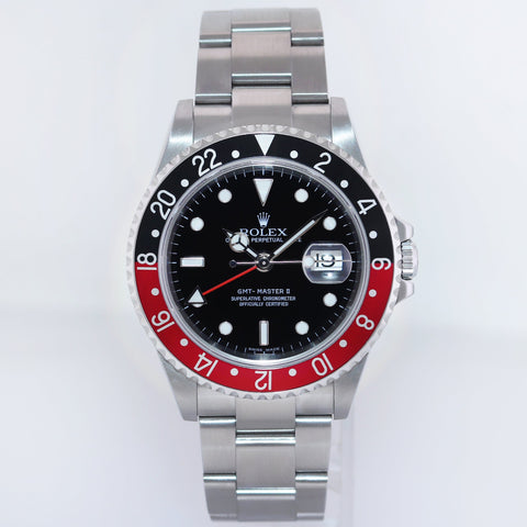 MINT 2006 Rolex GMT-Master 2 Coke Black Red Steel No Holes 16710 Watch Box