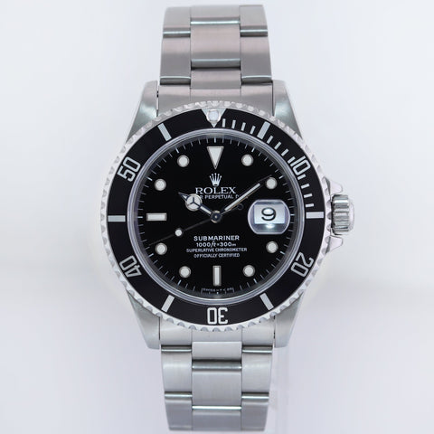 MINT 1994 Rolex Submariner Date 16610 Steel Black 40mm Oyster Watch Box