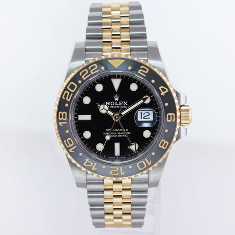 OCT 2023 NEW PAPERS Rolex GMT Master Gold Two Tone Jubilee Black 126713 Watch