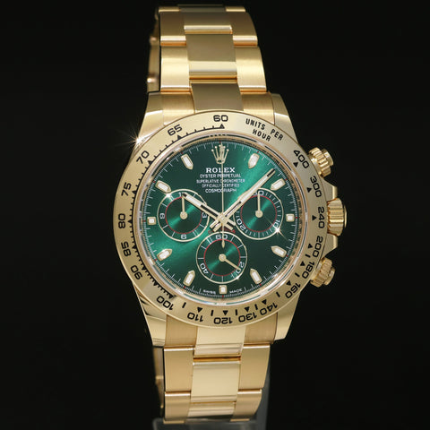 2021 NEW PAPERS Rolex Daytona 116508 Green Yellow Gold Chrono Watch Box