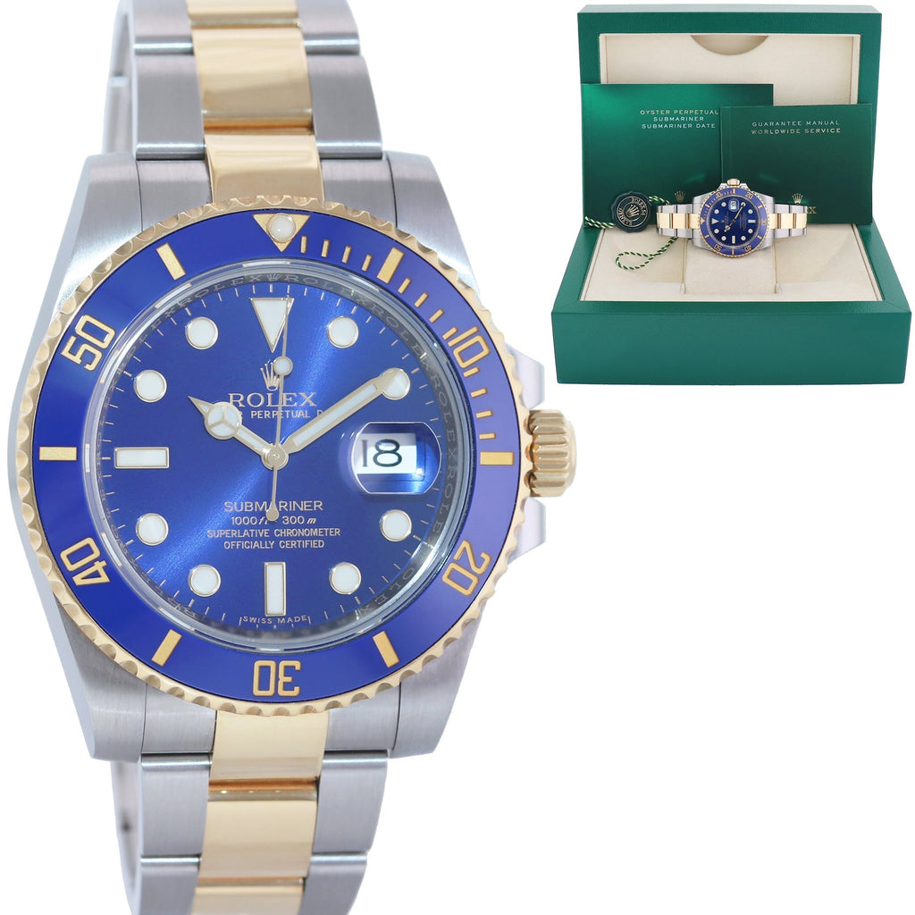 MINT 2017 Rolex Submariner Blue Ceramic 116613LB Two Tone Yellow Gold Watch Box