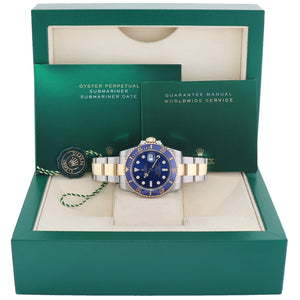 MINT 2017 Rolex Submariner Blue Ceramic 116613LB Two Tone Yellow Gold Watch Box