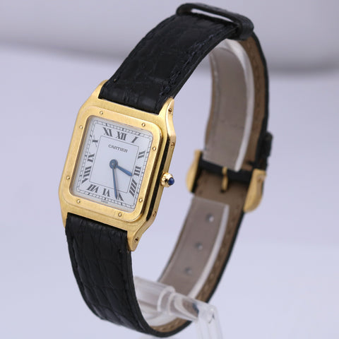 VINTAGE Cartier Paris Santos Dumont 96054 EXTRA PLATE 18K Yellow Gold Watch