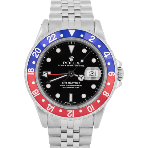 MINT 2003 Rolex GMT-Master II 'PEPSI' 40mm Blue Red Steel JUBILEE Watch 16710