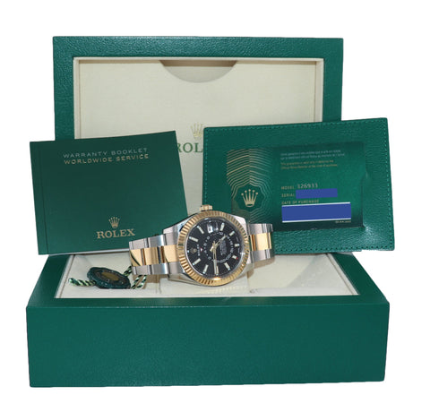 2020 NEW PAPERS Rolex Sky-Dweller 326933 Black Two Tone Gold Steel 42mm Watch Box