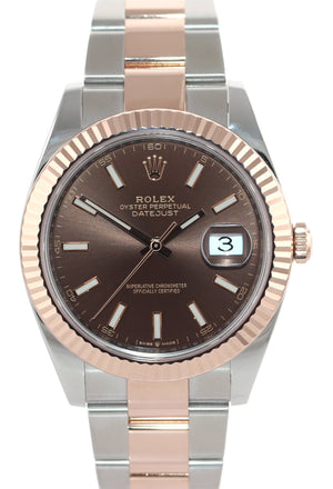 MINT 2021 Rolex DateJust 41 126331 Brown Rose Gold Two-Tone Oyster Watch Box