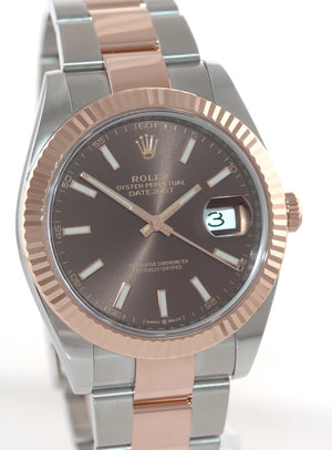 MINT 2021 Rolex DateJust 41 126331 Brown Rose Gold Two-Tone Oyster Watch Box