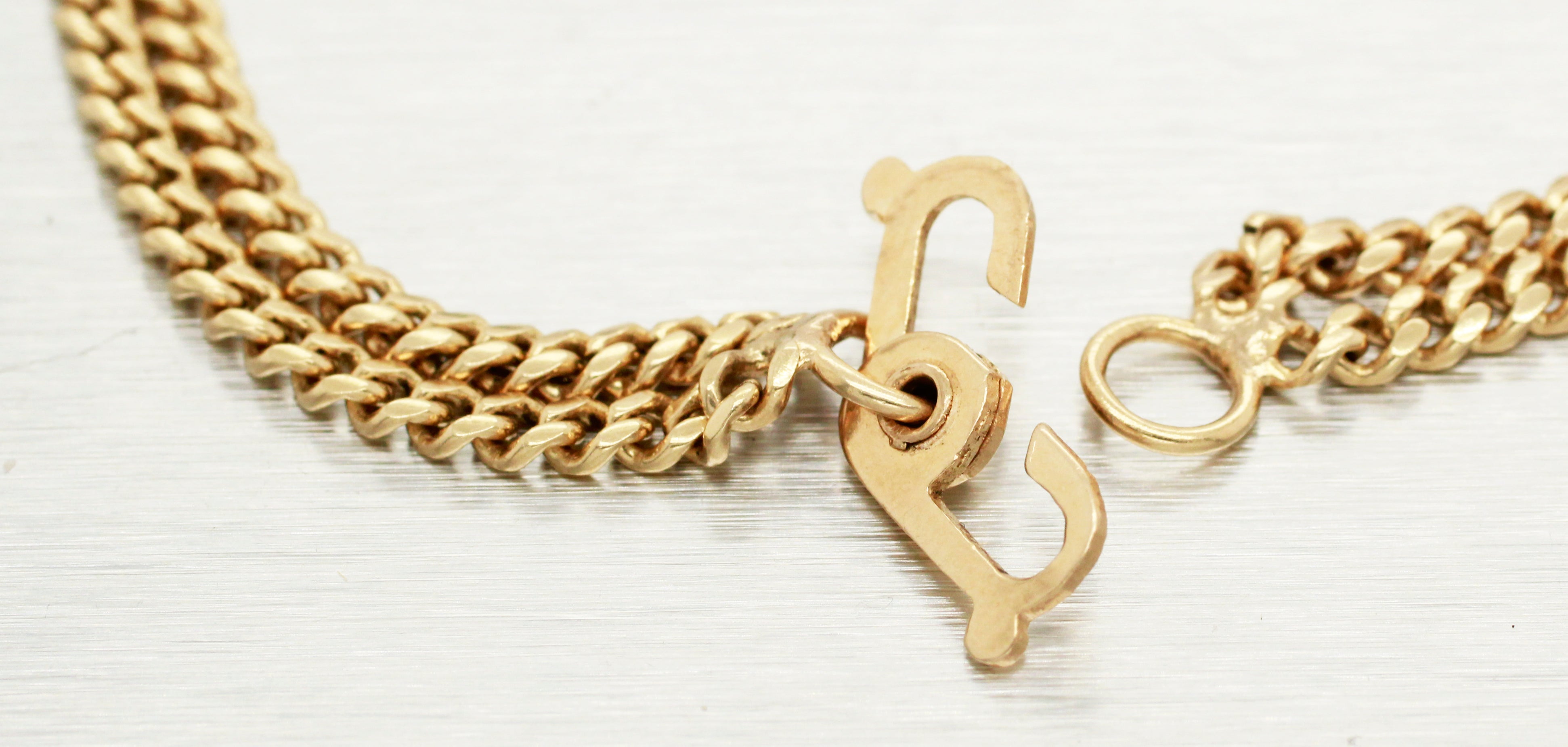 Antique Art Nouveau Floral Statement Chain Bracelet - 14k Yellow Gold - 8.75"