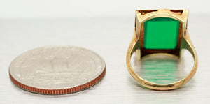 Antique Art Deco Foliage Rectangular Emerald Ring - 14k Yellow & White Gold