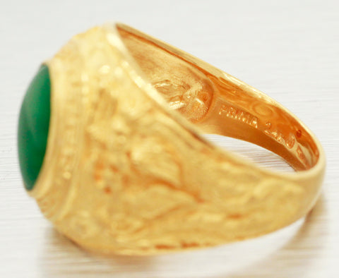 Prima 24k Yellow Gold Jade Ring - Mosaic Matte Finish Setting - Size 8
