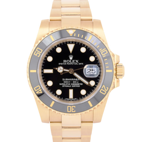 MINT PAPERS Rolex Submariner Date Ceramic 18K Gold Black 40mm Watch 116618 BOX