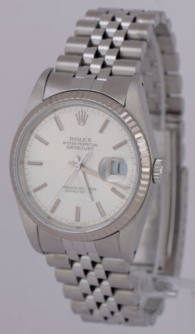 MINT Rolex DateJust 36mm 16234 Silver Jubilee Fluted Stainless Automatic Watch