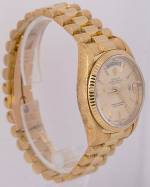 Rolex Day-Date President Florentine 36mm Silver 18K Gold Fluted Watch 18038