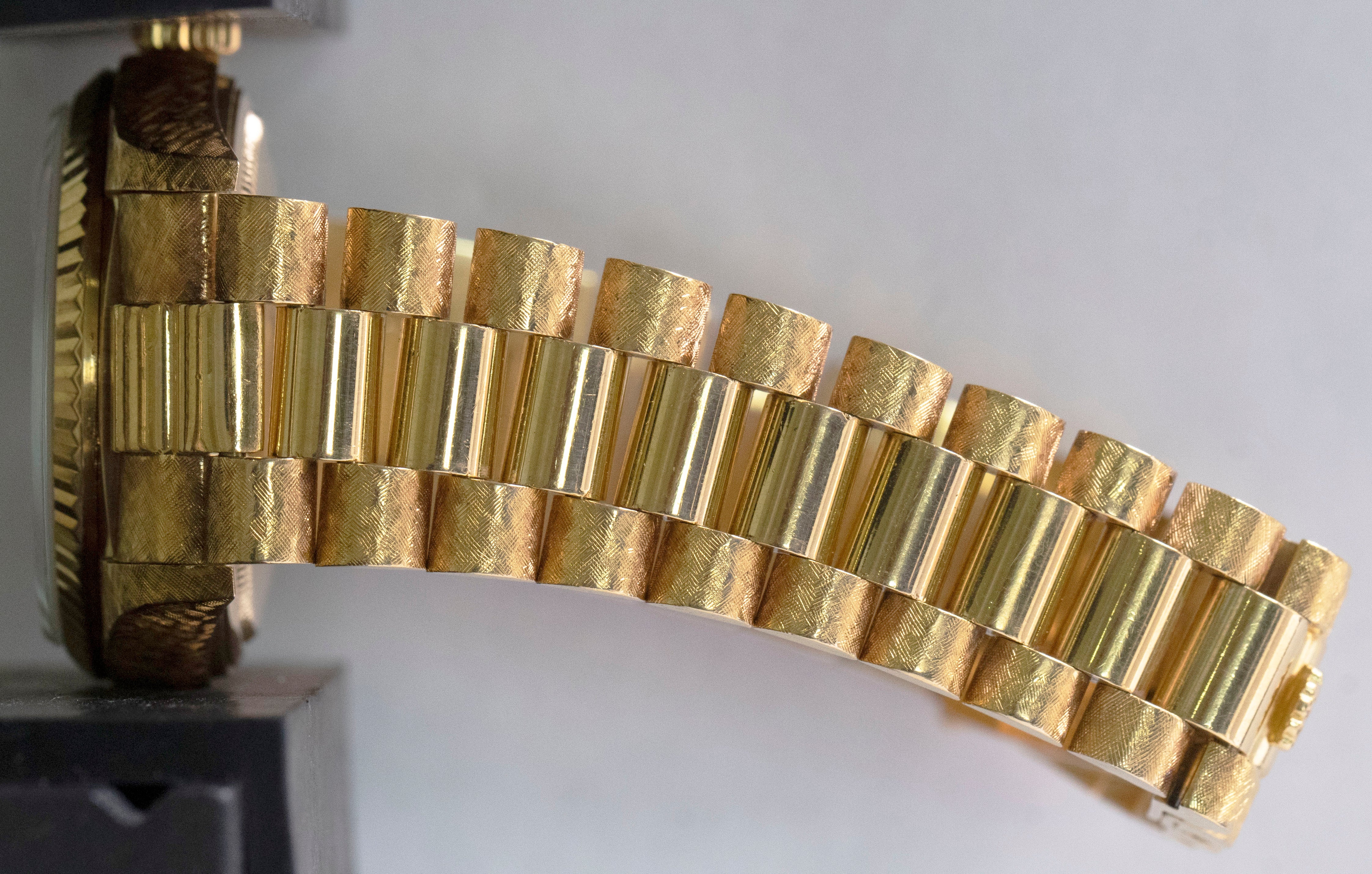 Rolex Day-Date President Florentine 36mm Silver 18K Gold Fluted Watch 18038