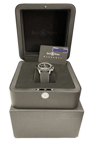 NEW 2024 PAPERS Bell & Ross Chronograph BRV2-94-S 41mm Black Rubber Watch BOX