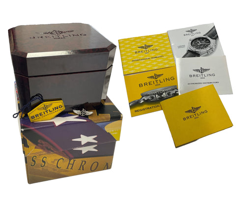 MINT PAPERS Breitling Sextant Chronograph 18K Gold Steel Quartz 36mm B55047 BOX