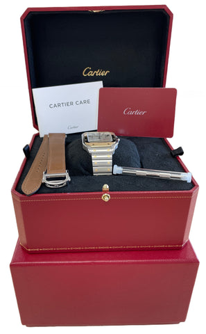 MINT 2020 PAPERS Cartier Santos 35mm Steel 18K Gold W2SA0016 4075 Watch BOX