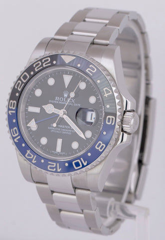 MINT Rolex GMT-Master II Blue Black BATMAN Ceramic Steel 40mm Watch 116710 BLNR