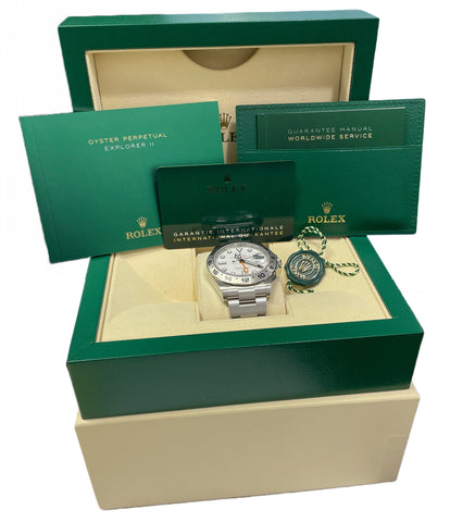 BRAND NEW PAPERS Rolex Explorer II 42mm POLAR WHITE Steel Watch 226570 BOX