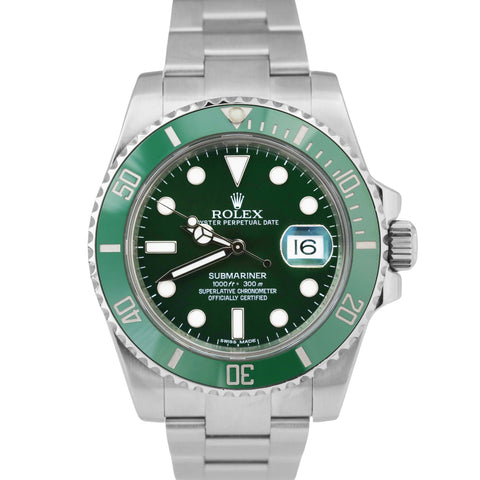 Rolex Submariner Date HULK Green Ceramic Stainless Steel 40mm 116610 LV Watch