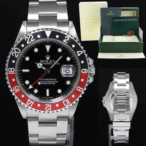 2002 MINT Rolex GMT-Master II Coke Red Black Steel 16710 40mm Watch Box